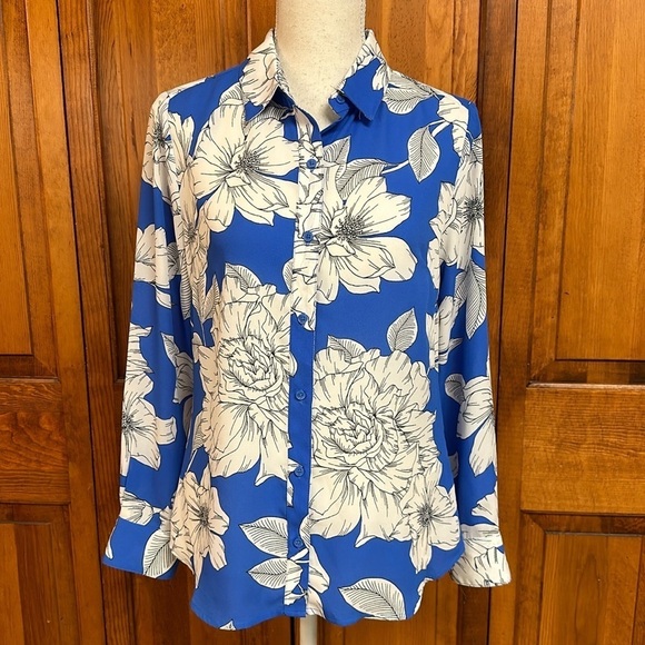 Banana Republic Factory Floral Button-down Career Blouse PS - Picture 2 of 8